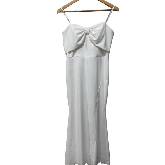 Aqua Scuba Strapless Bow Front Gown Size 10 - Picture 7 of 9